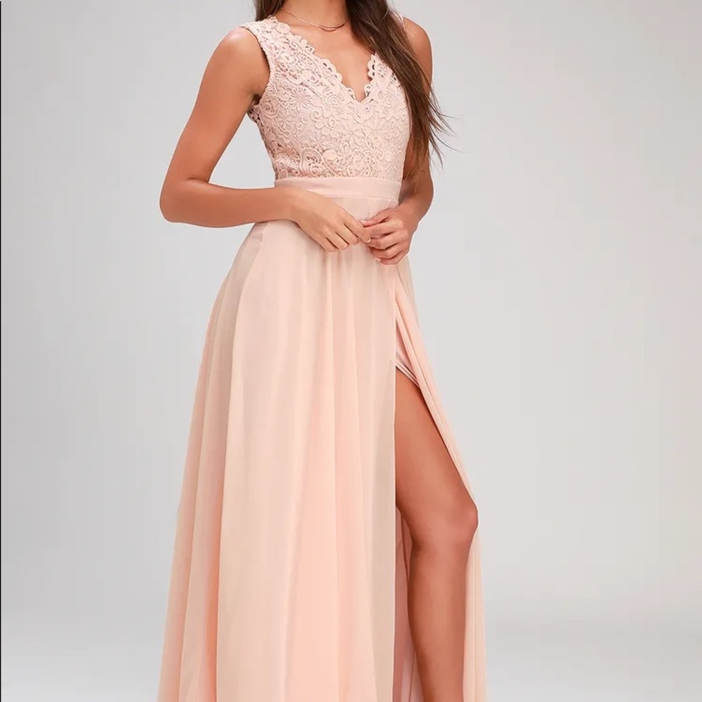 Lulus blush pink lace backless dress
